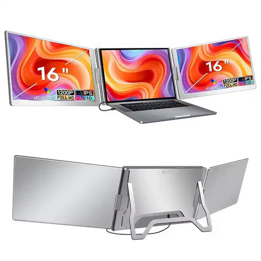 TUTT 16” Dual Screen Portable Monitor for Laptop | Single Cable Connection | 16:10 Ratio IPS, Stand-Alone Design | Windows, macOS, ChromeOS, Linux, and Android | S900 - TUTT