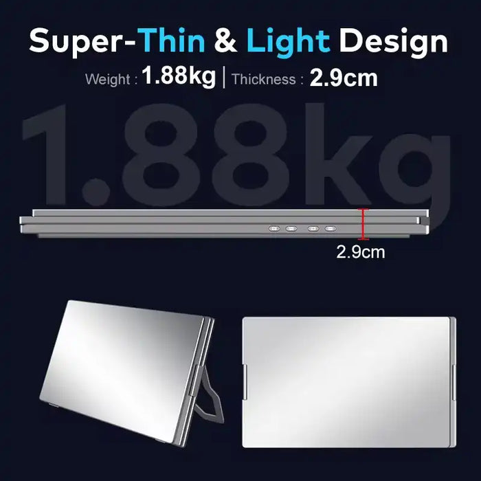 TUTT 16” Dual Screen Portable Monitor for Laptop | Single Cable Connection | 16:10 Ratio IPS, Stand-Alone Design | Windows, macOS, ChromeOS, Linux, and Android | S900 - TUTT