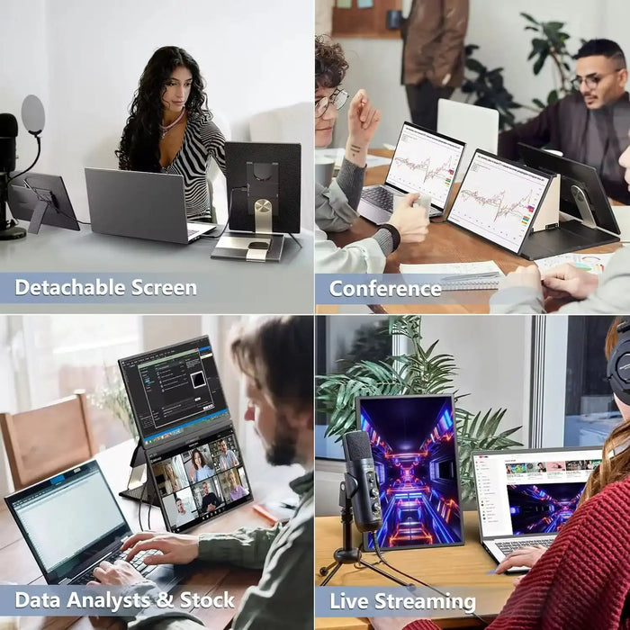 TUTT 16” FHD Portable Monitor 16:10 Aspect Ratio | Triple Laptop Screen Extender | USB-C/HDMI 7 Viewing Modes | All Devices Compatible with Converter Cable (H5 Included) S7 Pro - TUTT