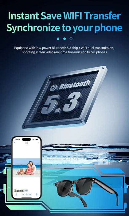 TUTT AI Smart Glasses Sunglasses, 8MP Camera, ChatGPT, Translation Dual Lenses Replaceable with Prescription