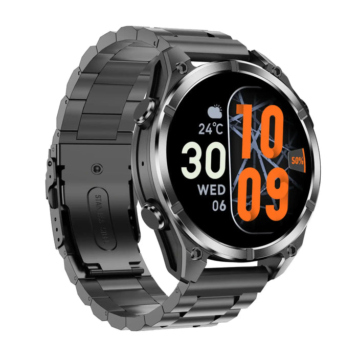 TUTT Tactical Smart Watch For Men | 1.43 Dial | Compass Flashlight Chat-GPT 3TAM Waterproof | Rugged Fitness and Health Tracker | H300 Smartwatch 400mAh Battery - TUTT