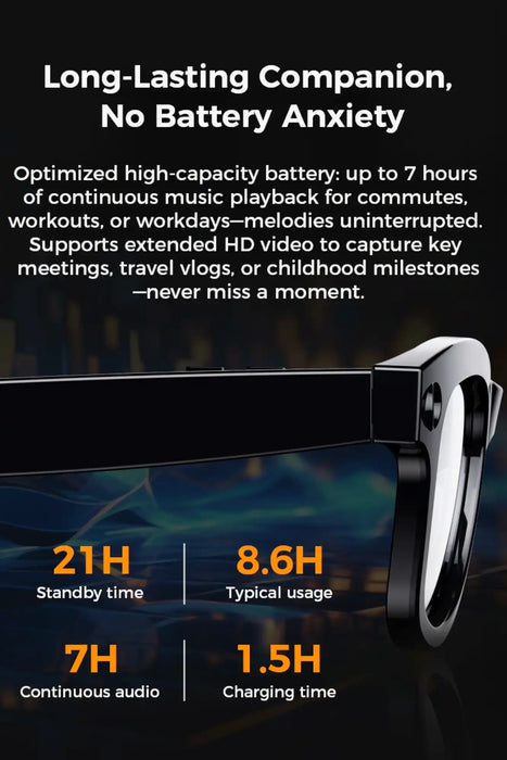 TUTT Ai Smart Glasses, Chat GPT | 8MP Camera Sunglasses Photo, Video, Music & Call Features, Ai Translator | Anti-Blue Light Touch Control M1 - TUTT