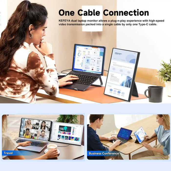 TUTT 15.6” Portable Monitor | Multi-Position IPS FHD Screen Extender | USB-C & HDMI, Built-in Speakers, P5 - TUTT