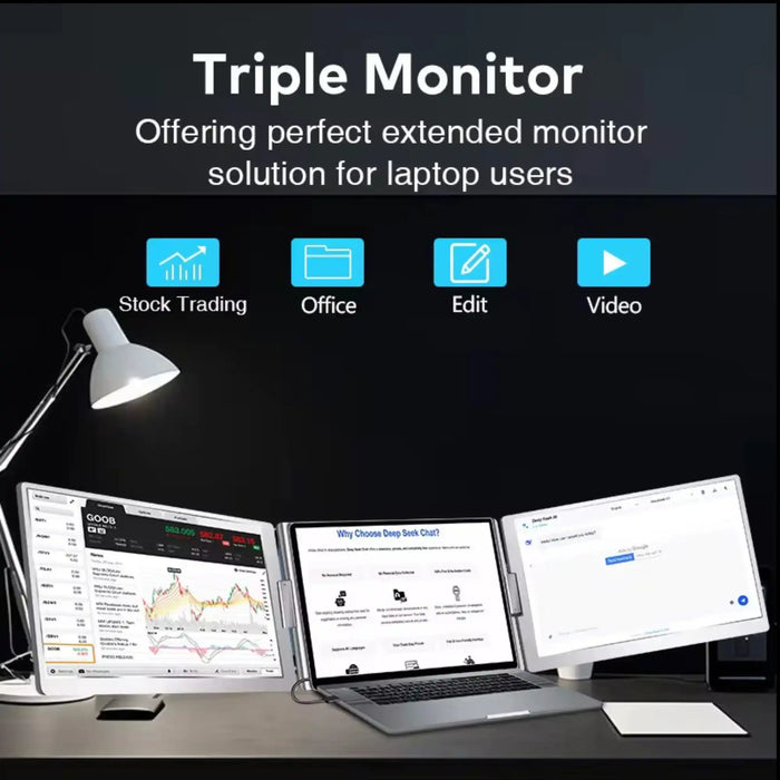 TUTT 16” Dual Screen Portable Monitor for Laptop | Single Cable Connection | 16:10 Ratio IPS, Stand-Alone Design | Windows, macOS, ChromeOS, Linux, and Android | S900 - TUTT