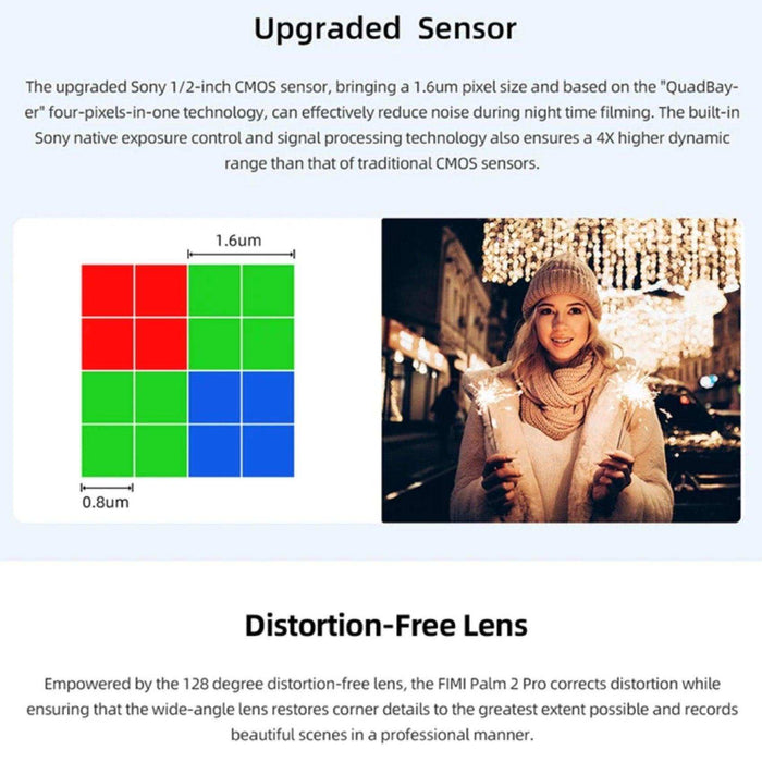 FIMI Palm 2 Pro (Upgraded) 3-axis Handheld Stabilized Gimbal Pocket Camera 1/2 Inch, Sensor 4K 30fps 160 Minute Mechanical Stabilization 128GB SD Sold by TUTT - TUTT