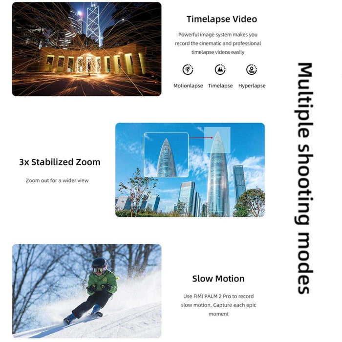 FIMI Palm 2 Pro (Upgraded) 3-axis Handheld Stabilized Gimbal Pocket Camera 1/2 Inch, Sensor 4K 30fps 160 Minute Mechanical Stabilization 128GB SD Sold by TUTT - TUTT