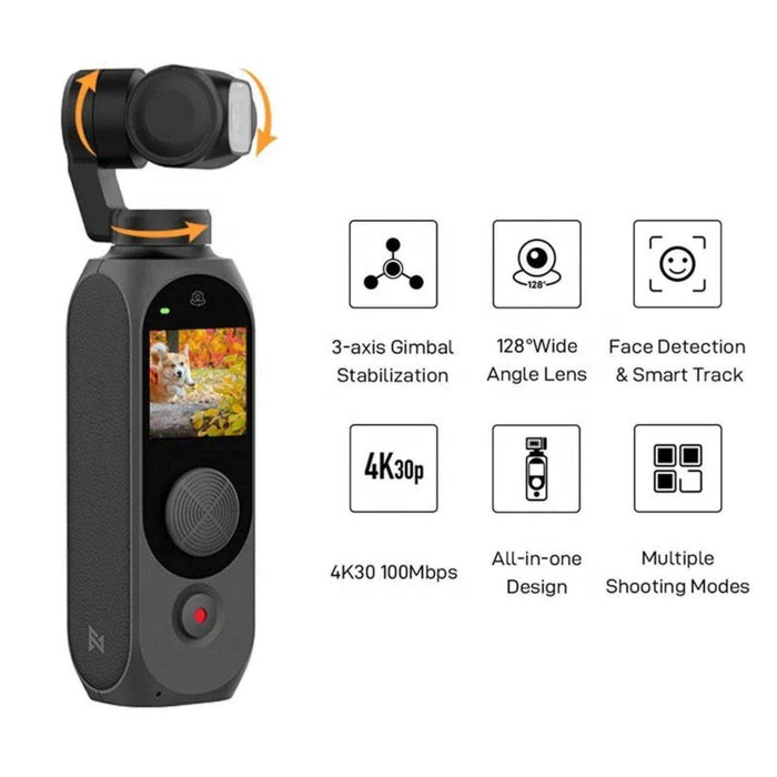 FIMI Palm 2 Pro (Upgraded) 3-axis Handheld Stabilized Gimbal Pocket Camera 1/2 Inch, Sensor 4K 30fps 160 Minute Mechanical Stabilization 128GB SD Sold by TUTT - TUTT