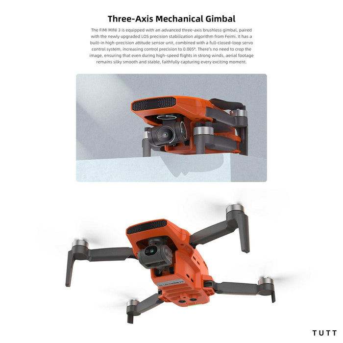 FIMI X8 MINI 3 Professional GPS Mini Drone | 9KM FPV With 4K 48MP 60fps 1/2″ CMOS Camera 3-axis Mechanical Gimbal 32mins | Under 250g | Two Batteries 128GB SanDisk Pro | TUTT - TUTT