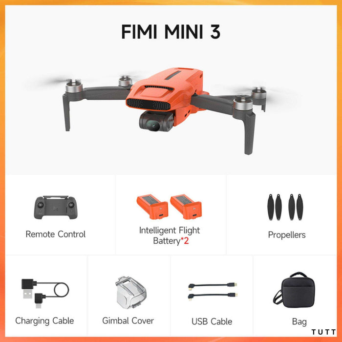 FIMI X8 MINI 3 Professional GPS Mini Drone | 9KM FPV With 4K 48MP 60fps 1/2″ CMOS Camera 3-axis Mechanical Gimbal 32mins | Under 250g | Two Batteries 128GB SanDisk Pro | TUTT - TUTT