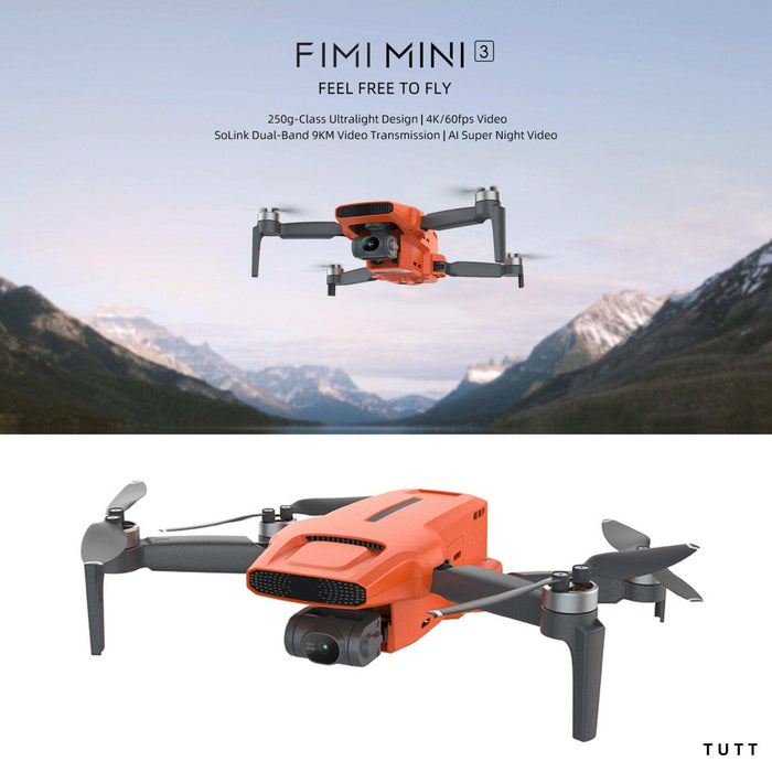 FIMI X8 MINI 3 Professional GPS Mini Drone | 9KM FPV With 4K 48MP 60fps 1/2″ CMOS Camera 3-axis Mechanical Gimbal 32mins | Under 250g | Two Batteries 128GB SanDisk Pro | TUTT - TUTT