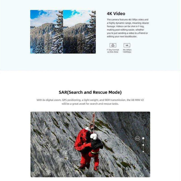FIMI X8 MINI V2 GPS Drone with 4K Camera Professional 245g ultra-lightweight 31 Mins Flight Time 9KM Video Transmission, 3-Axis Gimbal 2 Intelligent Batteries 128GB | TUTT - TUTT
