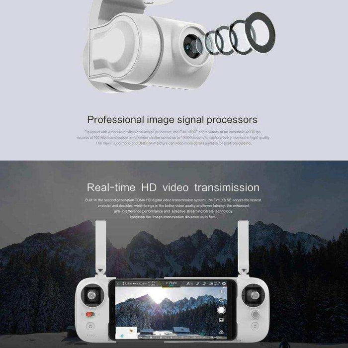 FIMI X8SE 2022 V2 Drone Camera Professional GPS 4K Foldable RC Quadcopter, 35-min Flight Time, 10km Video Transmission, Follow me, 3-Axis Gimbal (2 Batteries+Megaphone) 128GB TUTT - TUTT