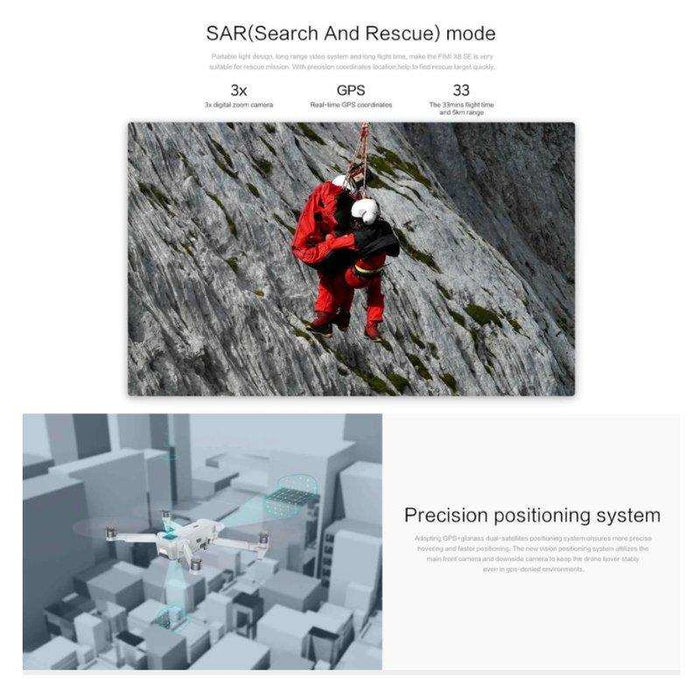 FIMI X8SE 2022 V2 Drone Camera Professional GPS 4K Foldable RC Quadcopter, 35-min Flight Time, 10km Video Transmission, Follow me, 3-Axis Gimbal (2 Batteries+Megaphone) 128GB TUTT - TUTT