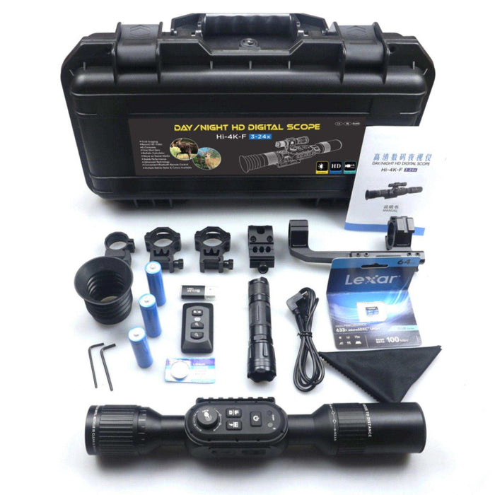 Tactical Night Vision Scope Monocular 3-24X Sony 4K Sensor Digital Day/Night WiFi iOS & Android - TUTT