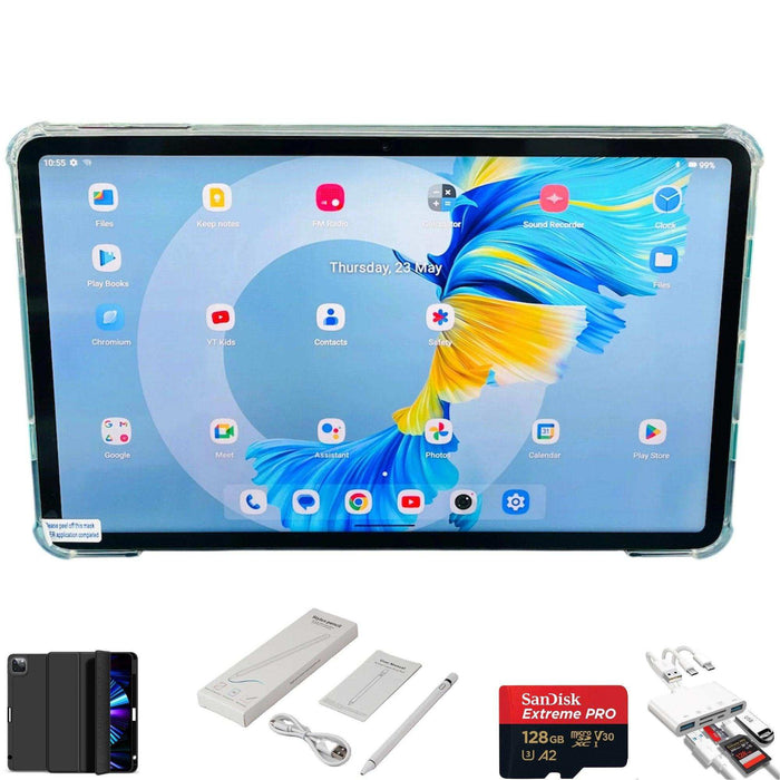 TUTT 12” Tablet LTE 4G SIM Android 14 | Case + Stylus 128GB + 6GB RAM | Dual Camera P11 + 128GB SanDisk - TUTT