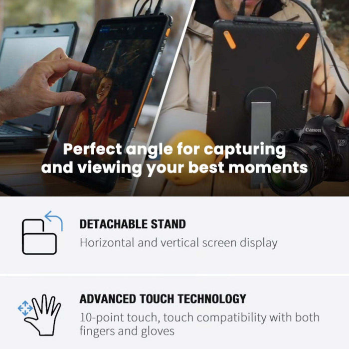 TUTT Rugged Portable Monitor 12” Touchscreen | 5000mAh Battery | Water & Drop Proof | Digital Photo Frame Mode | N1Pro - TUTT