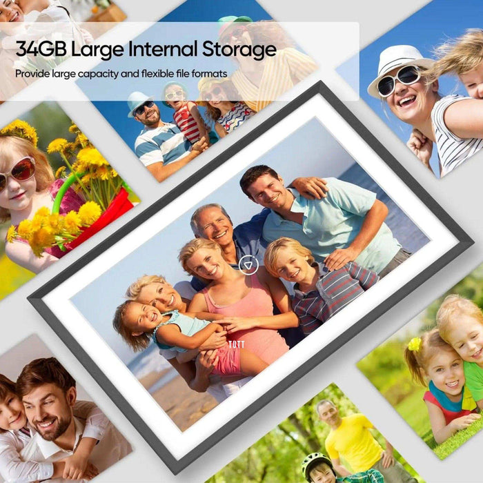 TUTT 15.6” Digital Photo Frame | WiFi IPS Touch Screen, Internal 32 GB | Frameo App | Tabletop or Wall-Mounted | 128GB Micro SD SanDisk + 5 in 1 Card Reader - TUTT