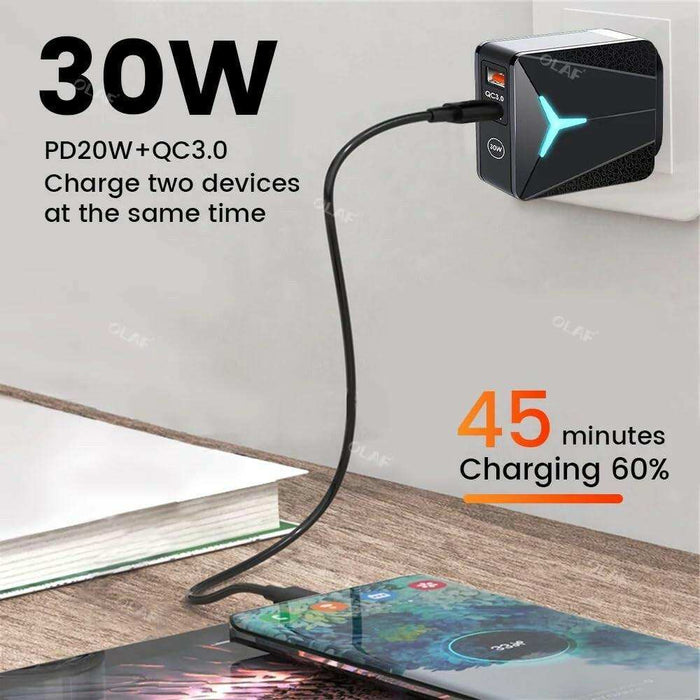 TUTT 15W Magnetic Wireless Charging Pad 2 In 1 With 30W TYPE-C+USB Fast Charger Plug | Compatible with iPhone 14/14Pro/13/13 Pro/12/12 Mini/12 Pro Max/SE 2/11 Series, AirPods Pro | Chargeur magnétique sans fil - TUTT