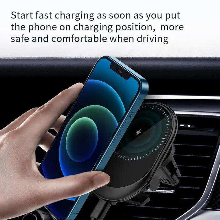 TUTT 15W Qi Magnetic Wireless Car Phone Holder Charger 360° Adjustable Strong Magnetic Compatible with iPhone 15 14 13 12 Pro Plus Max Mini - TUTT