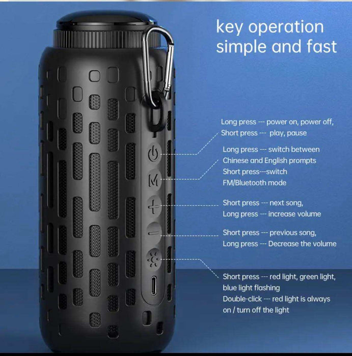 TUTT 2 in 1 Outdoor Waterproof Mini Speaker with Earbuds LED Lighting with Hook | TWS Earbuds Wireless with Portable Mini Speaker | for Picnic Travel Biking Hiking - TUTT