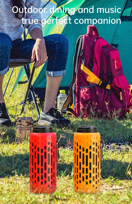 TUTT 2 in 1 Outdoor Waterproof Mini Speaker with Earbuds LED Lighting with Hook | TWS Earbuds Wireless with Portable Mini Speaker | for Picnic Travel Biking Hiking - TUTT
