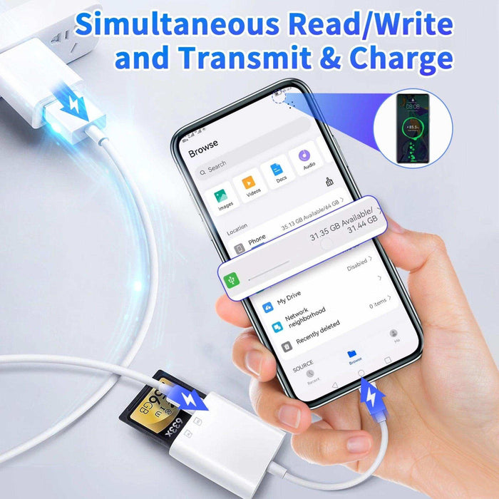 TUTT 3 in 1 | SanDisk 64/128/256/512GB 1TB Ultra microSDXC MicroSD Memory Card Up to 120MB/s, Full HD A1 + Lightning to SD Card iPhone iPad + 2-in-1 SD Card Reader USB3.0 5Gbps - TUTT