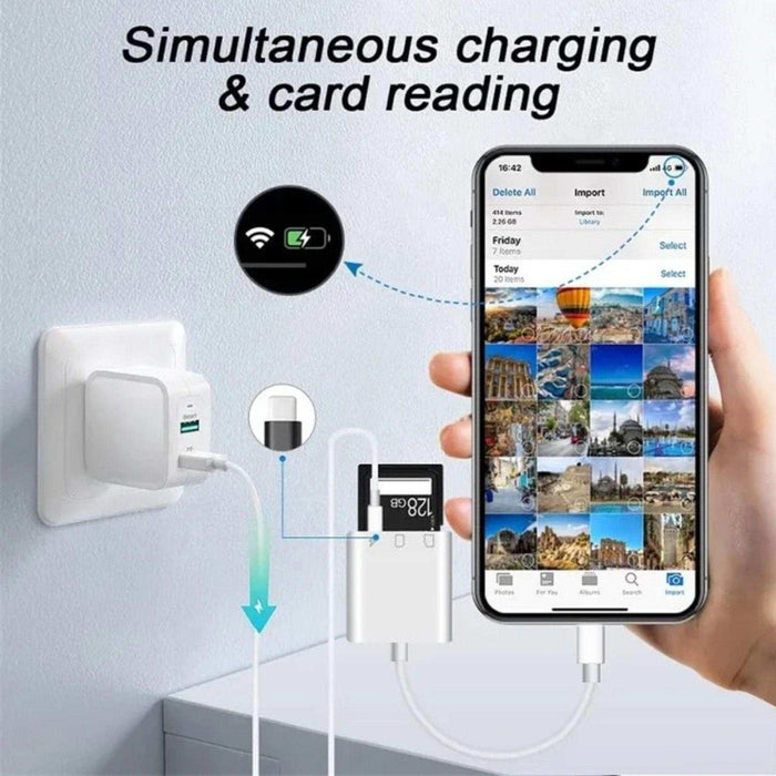 TUTT 3 in 1 | SanDisk 64/128/256/512GB 1TB Ultra microSDXC MicroSD Memory Card Up to 120MB/s, Full HD A1 + Lightning to SD Card iPhone iPad + 2-in-1 SD Card Reader USB3.0 5Gbps - TUTT