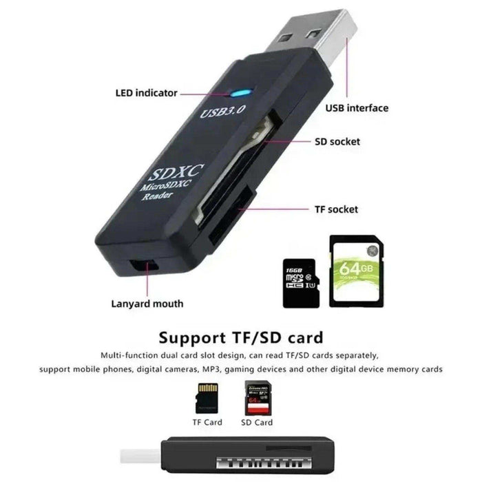 TUTT 3 in 1 | SanDisk 64/128/256/512GB 1TB Ultra microSDXC MicroSD Memory Card Up to 120MB/s, Full HD A1 + Lightning to SD Card iPhone iPad + 2-in-1 SD Card Reader USB3.0 5Gbps - TUTT