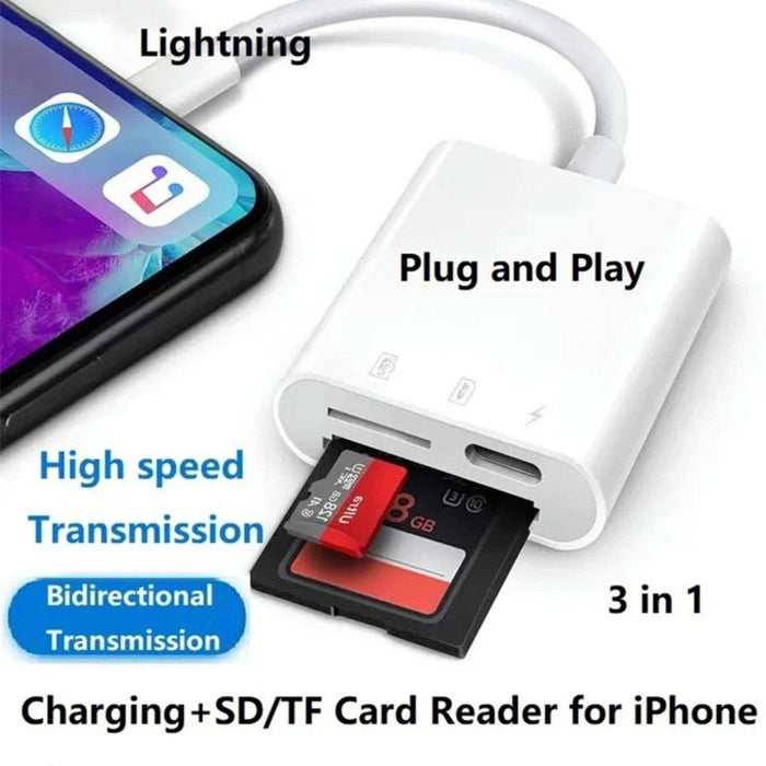 TUTT 3 in 1 | SanDisk 64/128/256/512GB 1TB Ultra microSDXC MicroSD Memory Card Up to 120MB/s, Full HD A1 + Lightning to SD Card iPhone iPad + 2-in-1 SD Card Reader USB3.0 5Gbps - TUTT