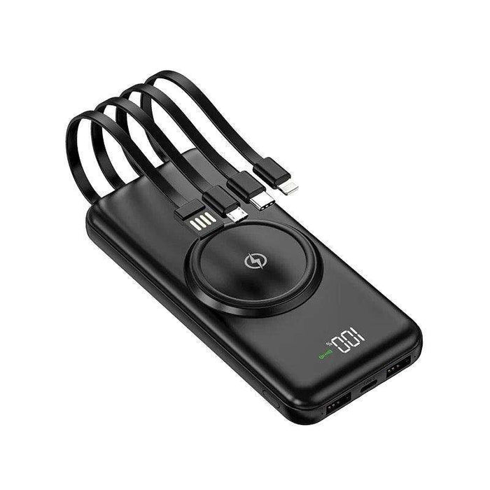 TUTT 30,000mAh Wireless Portable Charger Power Bank with Built-in 4 Cable, 6 Outputs & 3 Inputs Fast Charging External Power USB-C Battery Pack, LED Display - TUTT