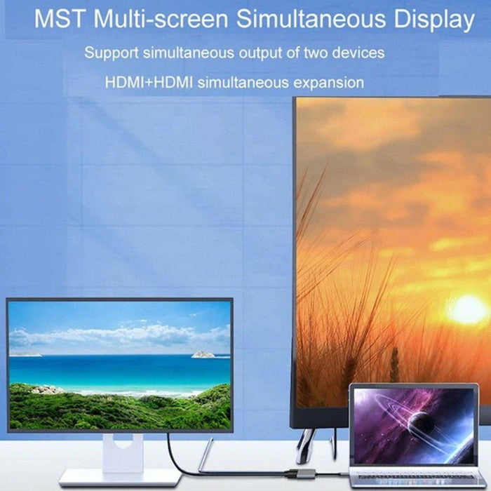 TUTT 4 In 1 4K Dual Monitor HDMI Video Type-C Hub Docking Station USB C To Dual 4K HDMI MST Adapter With 2 HDMI USB 3.0 and PD - TUTT