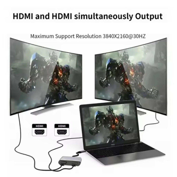 TUTT 4 In 1 4K Dual Monitor HDMI Video Type-C Hub Docking Station USB C To Dual 4K HDMI MST Adapter With 2 HDMI USB 3.0 and PD - TUTT