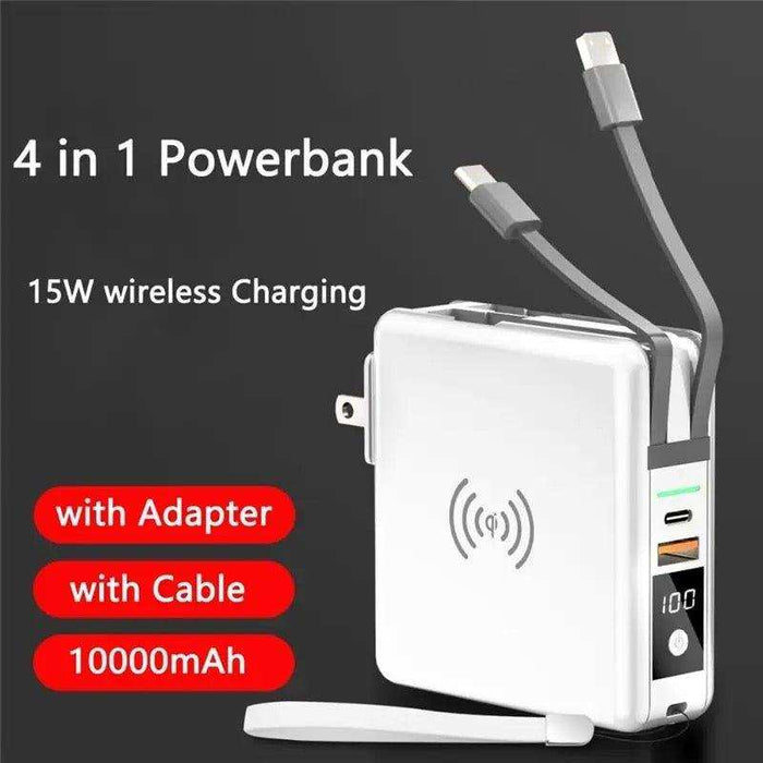 TUTT 4 in 1 Universal Travel Adapter 10000mah Power Bank | 3 Global Plugs Kit | Wireless Charging | 30W Type-C | 3 in 1 Multi Charging Cable | Carrying Bag EU,UK,USA,AUSTRALIA - TUTT