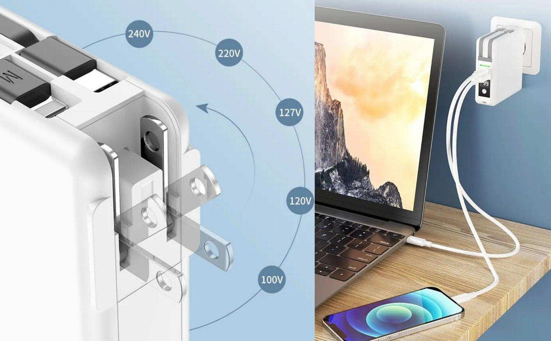 TUTT 4 in 1 Universal Travel Adapter 10000mah Power Bank | 3 Global Plugs Kit | Wireless Charging | 30W Type-C | 3 in 1 Multi Charging Cable | Carrying Bag EU,UK,USA,AUSTRALIA - TUTT