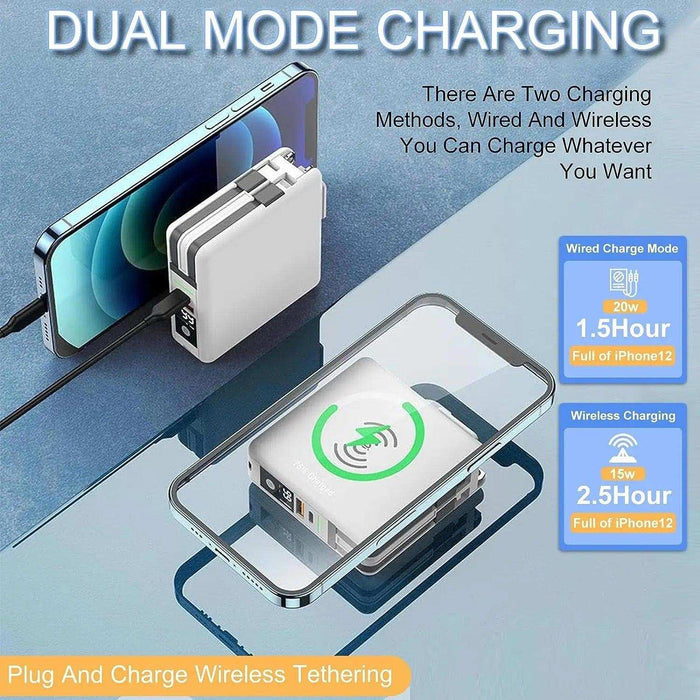 TUTT 4 in 1 Universal Travel Adapter 10000mah Power Bank | 3 Global Plugs Kit | Wireless Charging | 30W Type-C | 3 in 1 Multi Charging Cable | Carrying Bag EU,UK,USA,AUSTRALIA - TUTT