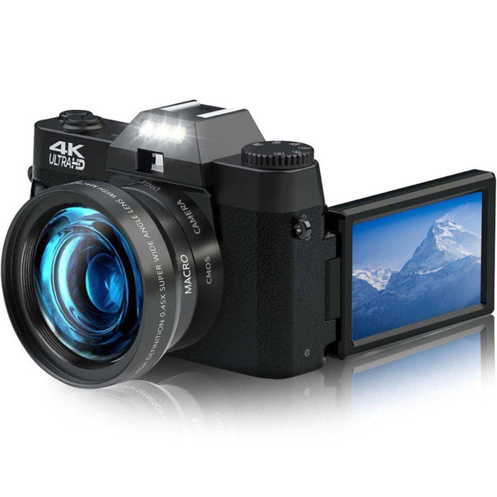TUTT 4K 48MP Digital Camera for Vlogging 3.0’’ 180° Flip Screen, WiFi, 16X Digital Zoom, Wide Angle & Macro Lens Mic, Full Combo | 128GB SanDisk 3 in 1 SD/TF/Charging Kit - TUTT