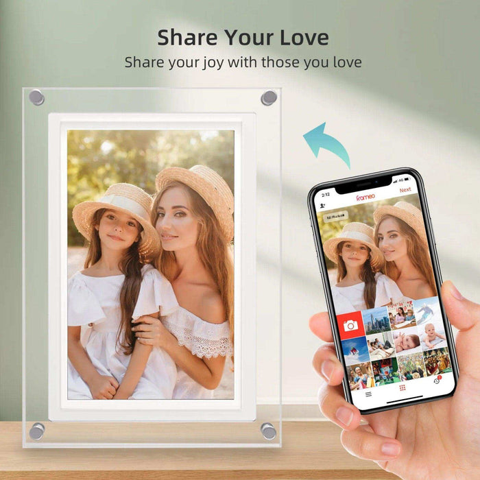 TUTT 7" and 10” Acrylic Digital Photo Frame | WiFi | IPS Touchscreen | 32GB Built-In Storage | Frameo App | SanDisk Extreme PRO® 64GB micro SD Card + Reader Kit - TUTT