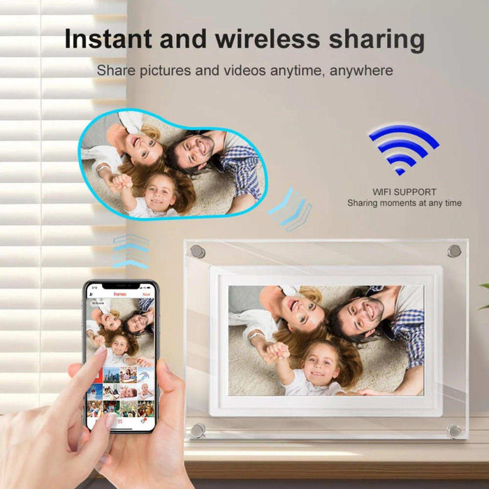 TUTT 7" and 10” Acrylic Digital Photo Frame | WiFi | IPS Touchscreen | 32GB Built-In Storage | Frameo App | SanDisk Extreme PRO® 64GB micro SD Card + Reader Kit - TUTT