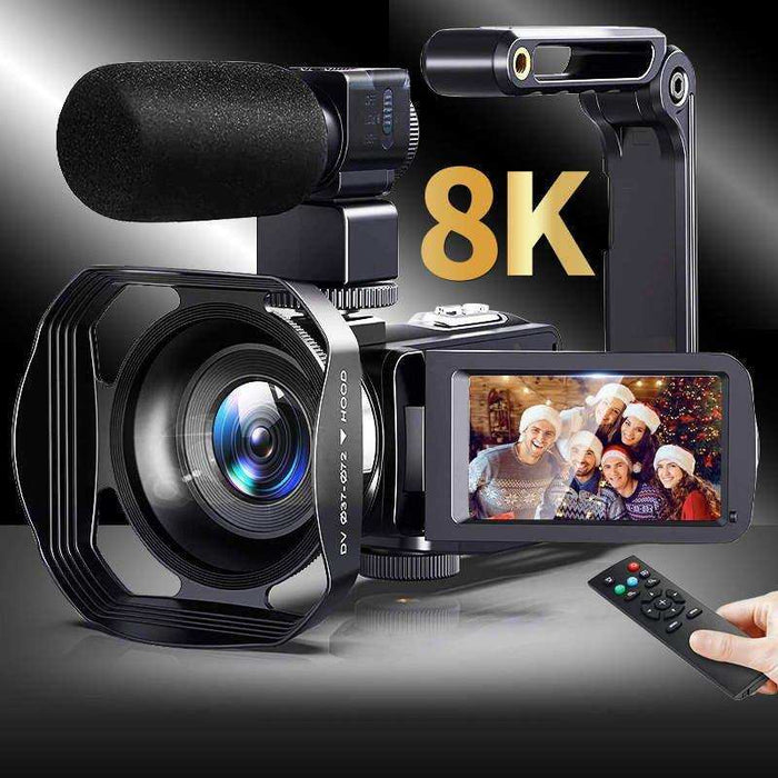 TUTT 8K 48MP Camcorder WIFI Digital Video Camera Recorder | Premium Combo 128GB SanDisk 2 Batteries - TUTT