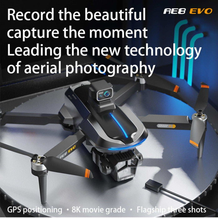 TUTT AE8 EVO 8K Professional GPS 5G Drone with Dual HD Camera 360 Optical Flow Laser Obstacle Avoidance 3-Axis Mechanical Gimbal & EIS Stabilization Intelligent Modes Brushless 2* Batteries 335gr - TUTT