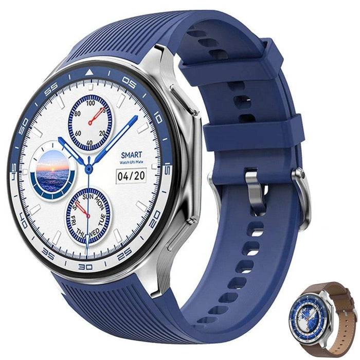 TUTT Classic AMOLED Ultra-Slim/Light 1.43" HD Smart Watch for Men | 4GB RAM AI | 3 Straps Premium Leather & Rubber | Always-On Dial Smartwatch - TUTT