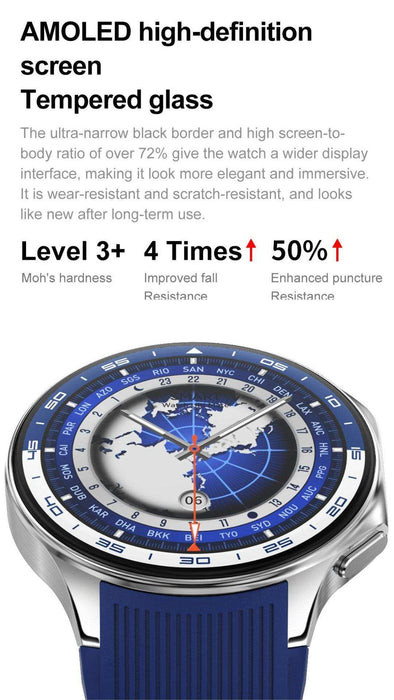 TUTT Classic AMOLED Ultra-Slim/Light 1.43" HD Smart Watch for Men | 4GB RAM AI | 3 Straps Premium Leather & Rubber | Always-On Dial Smartwatch - TUTT
