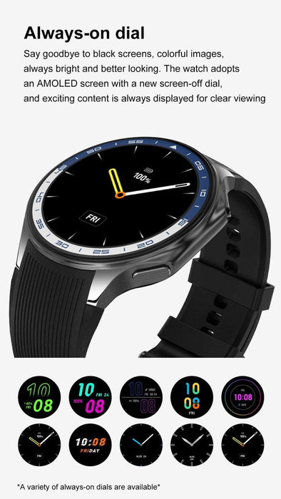TUTT Classic AMOLED Ultra-Slim/Light 1.43" HD Smart Watch for Men | 4GB RAM AI | 3 Straps Premium Leather & Rubber | Always-On Dial Smartwatch - TUTT