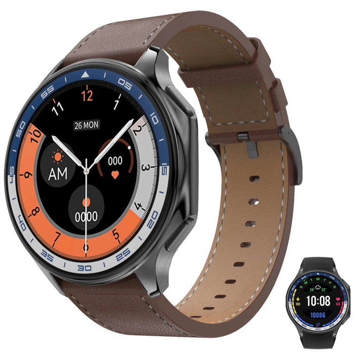 TUTT Classic AMOLED Ultra-Slim/Light 1.43" HD Smart Watch for Men | 4GB RAM AI | 3 Straps Premium Leather & Rubber | Always-On Dial Smartwatch - TUTT