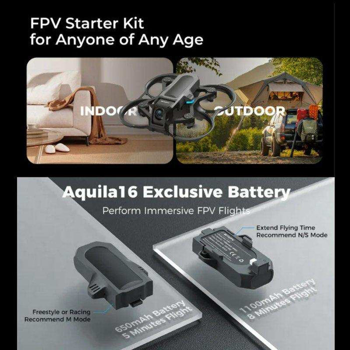 Aquila16 BETAFPV Brushless Quadcopter with Goggles Fly Indoor and Outdoor 3 speeds with SLOW/MID/FAST. With Turtle Mode Full Combo With 2 Batteries - TUTT