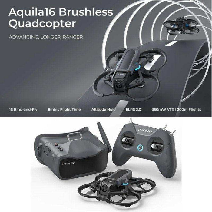 Aquila16 BETAFPV Brushless Quadcopter with Goggles Fly Indoor and Outdoor 3 speeds with SLOW/MID/FAST. With Turtle Mode Full Combo With 2 Batteries - TUTT