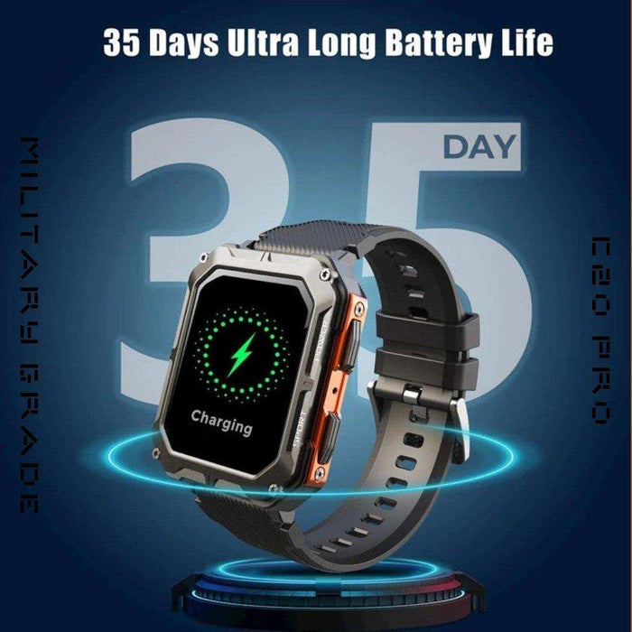 TUTT Smartwatch for Men Military Rugged | Speaker Pedometer IP68 Waterproof 1.83'' HD Tactical Smart Watch Fitness and Health Tracking Long Battery Life C20-Pro - TUTT