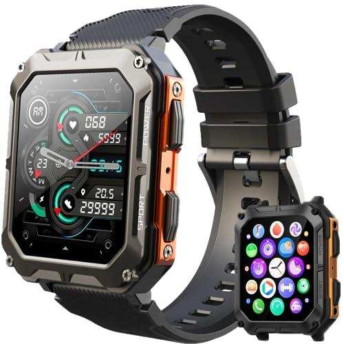 TUTT C20-Pro Men Military Rugged SmartWatch Speaker Pedometer IP68 Waterproof Outdoor 1.83'' HD Tactical Watch Sport Fitness Modes SpO2 - TUTT