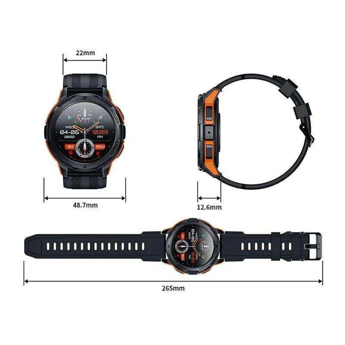 TUTT Smartwatch for Men | 1 ATM 10 Meter Depth AMOLED screen | 410mah Long Battery Life Fitness Health Tracking Smart Watch Military Rugged C25 - TUTT