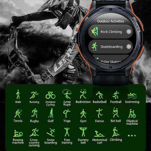 TUTT Smartwatch for Men | 1 ATM 10 Meter Depth AMOLED screen | 410mah Long Battery Life Fitness Health Tracking Smart Watch Military Rugged C25 - TUTT
